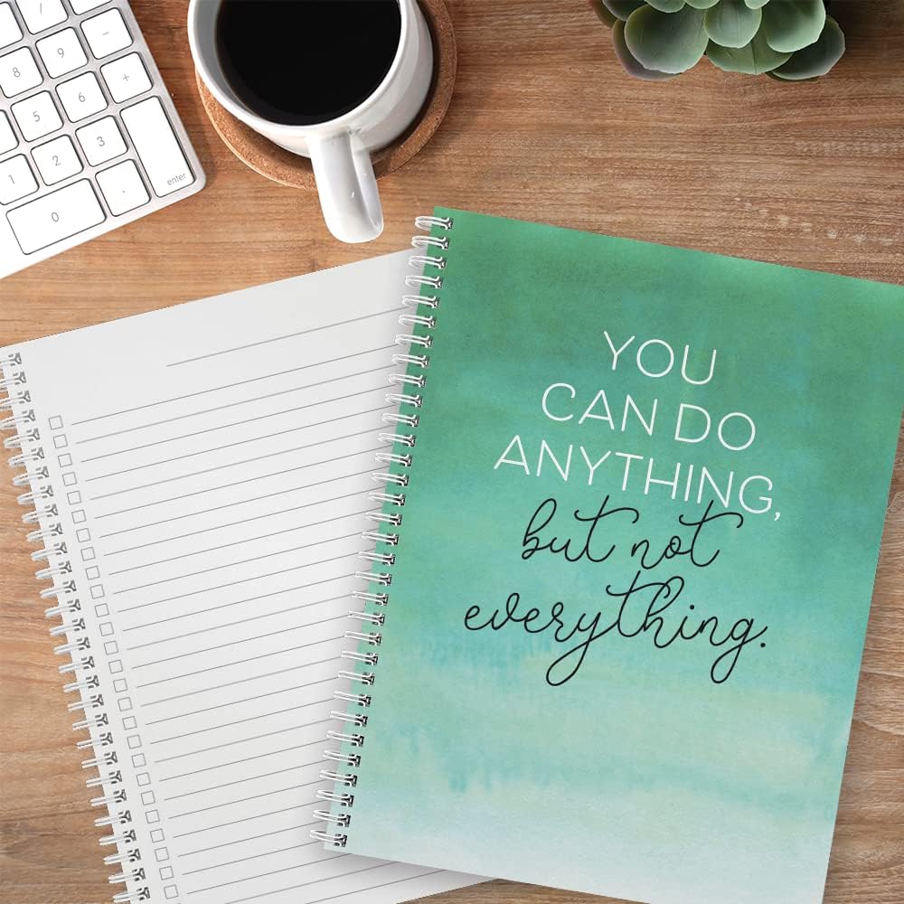 Softcover Not Everything 8.5" x 11" Motivational Spiral Notebook/Journal, 120 Checklist Pages, Durable Gloss Laminated Cover, White Wire-o Spiral. Made in the USA