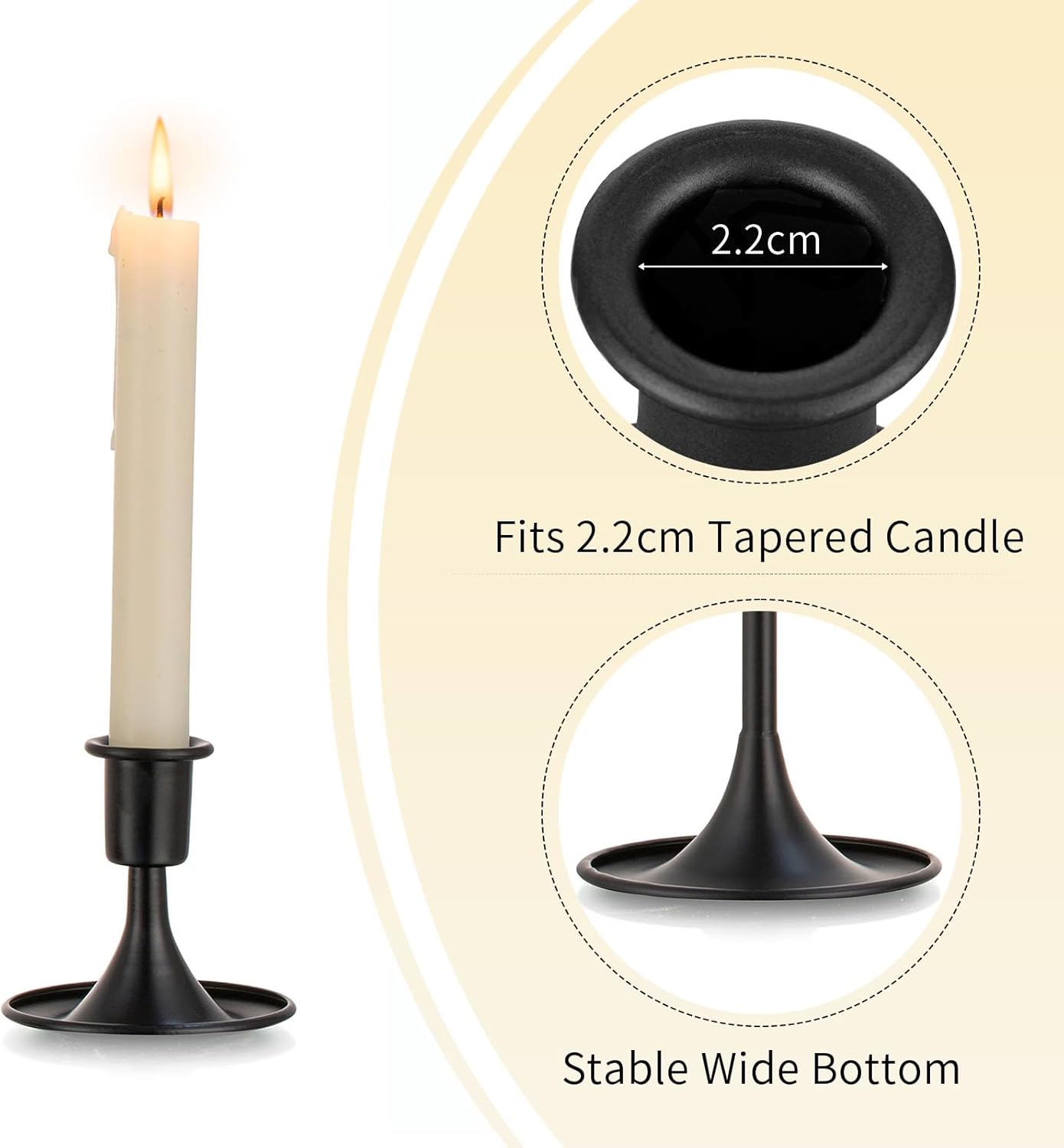 Black Candlestick Candle Holders for Taper :12 PCS Romadedi Candle Stick Holder Set Vintage Table Centerpiece Halloween Decoration Wedding Christmas Fireplace Mantel Home Deocr