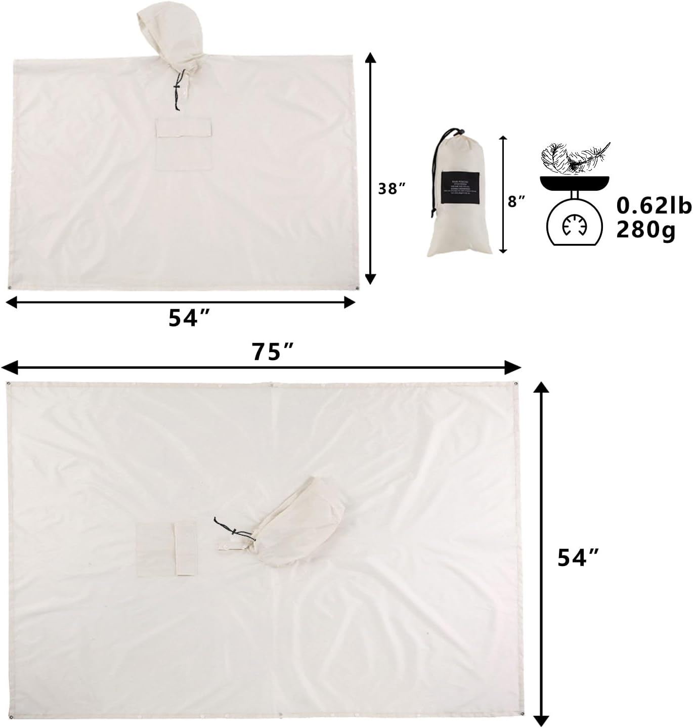 salamra Hooded Rain Poncho Waterproof Raincoat Jacket for Men/Women/Adults with Pocket