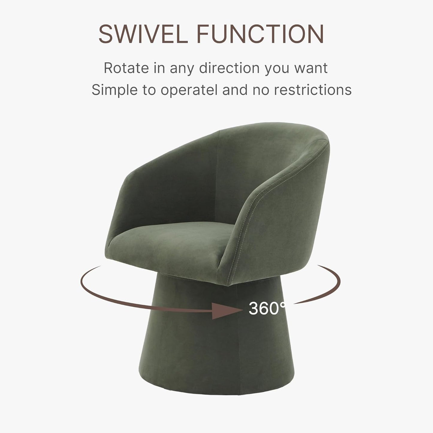 Swivel Dining Chairs Modern Accent Armchair Side Deskchair for Diningroom Vanity Bedroom Livingroom Reading Room,Green,1 Box