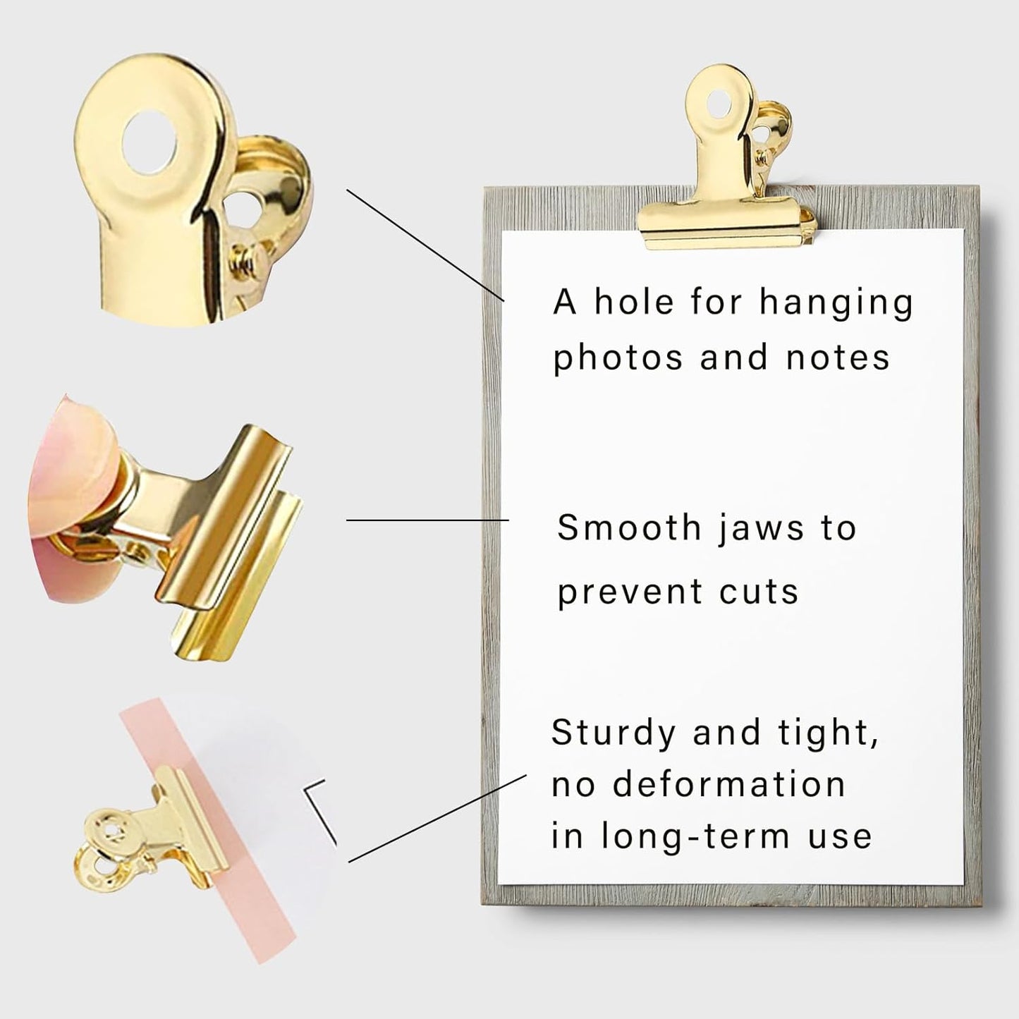 Bulldog Gold Clips with Hole - Strong Spring Metal Binder Clips, Small, 31 mm
