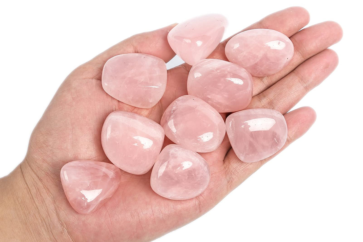 ZenQ 1/2 lb Tumbled Rose Quartz Stones for Wicca, Reiki, and Energy Crystal Healing, Natural Rose Quartz Crystal from Brazil