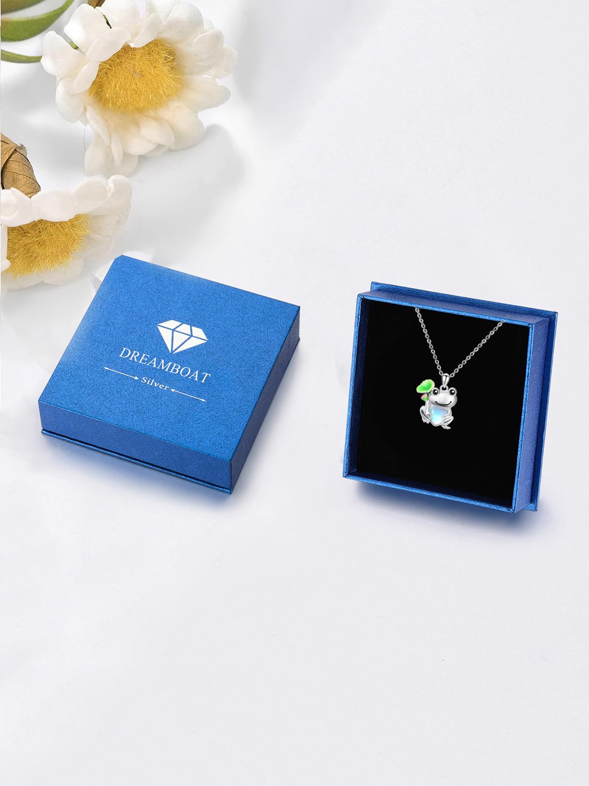 Dreamboat Frog Necklace for Women 925 Sterling Silver Moonstone Animal Pendant Jewelry Gifts for Frogs Lovers