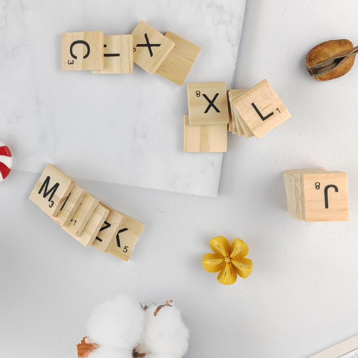 TIHOOD 700PCS Wood Letter Tiles, Wooden Tiles for Crafts, Wooden Alphabet Tiles, A-Z Capital Letters for Crafts, Spelling, Replacement Letters for Board Games, Wedding Frame and Wall Art