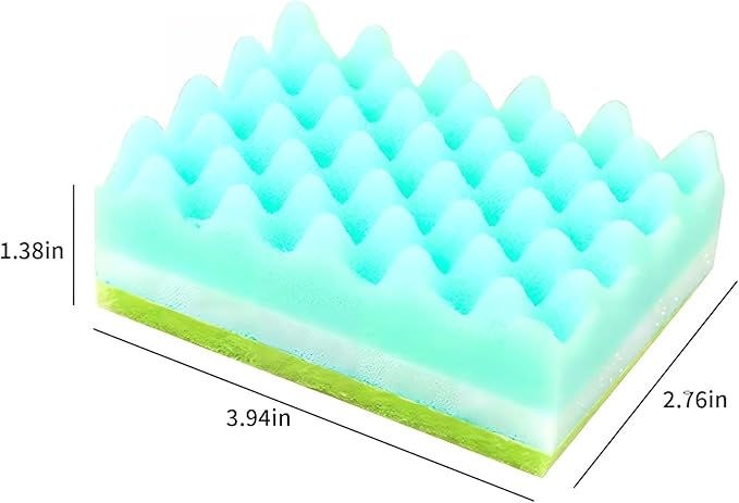 20 Pack, The Third Generation Dishwashing Sponge, Scrub Sponge, The Wave Shaped Design Makes Them More Suitable for scenarios Such as Kitchen Tableware, countertops, Walls, Porcelain, Etc