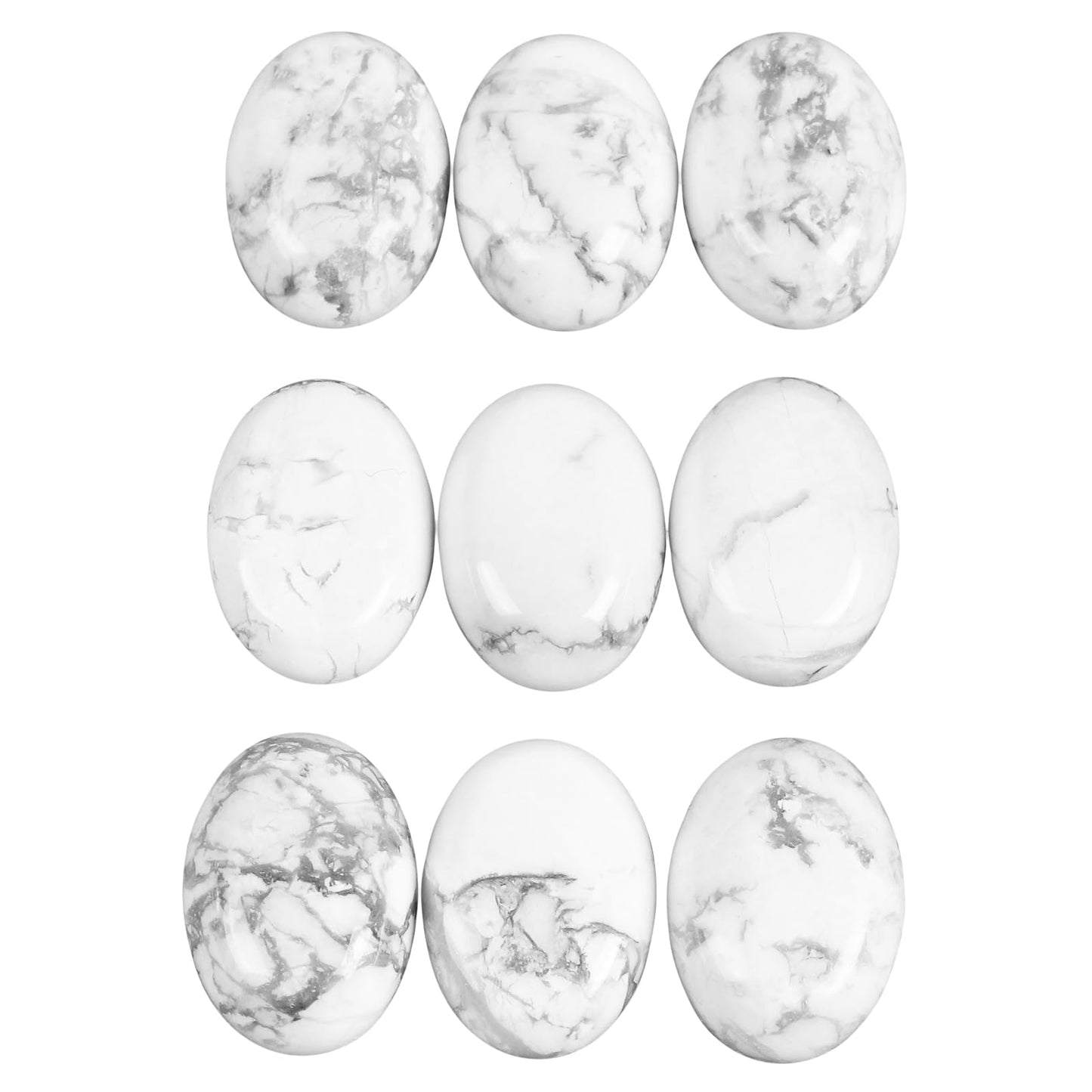 Casaper Natural White Howlite Turquoise Oval Cabochons Beads for Jewelry Making, Polished Cab Flat Back Cab Stone Crafts, 13x18mm, Pack of 10