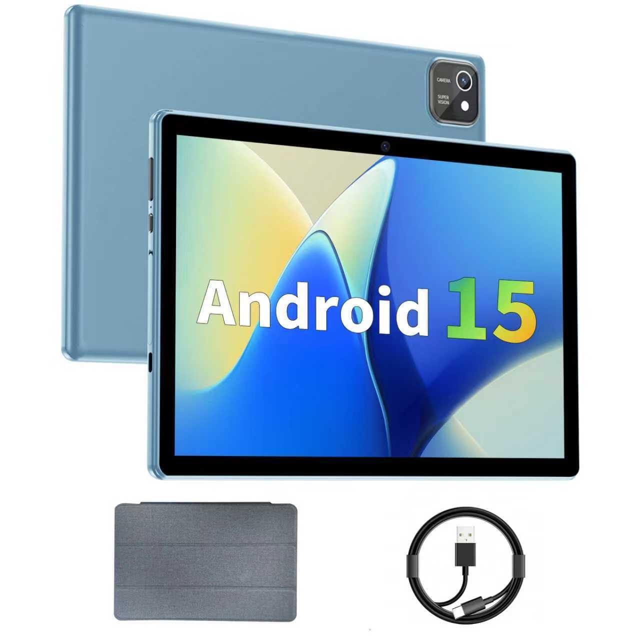 Tablet 10 inch Android 15 Tablets, 12GB RAM 64GB ROM 1TB Expand, Quad-Core Processor, 1280x800 LCD Touch Screen, WiFi 5, Dual Ca