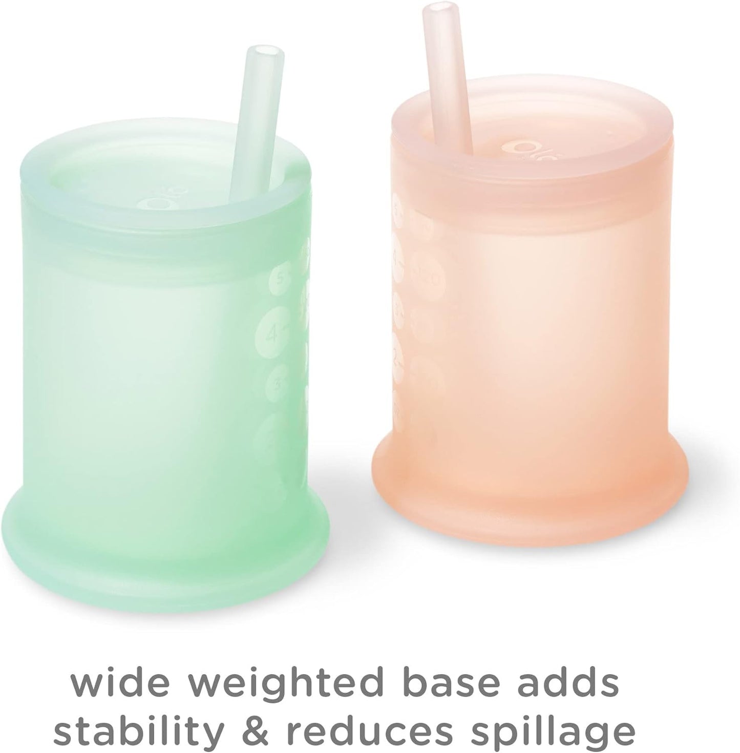 Olababy Silicone Training Cup with Straw Lid | Babies Water Drinking Cup | 6+ Mo Infant To 12-18 Months Toddler | Sippy Cup For Kids & Smoothie Cup | Baby Led Weaning (Lilac, 5 oz)