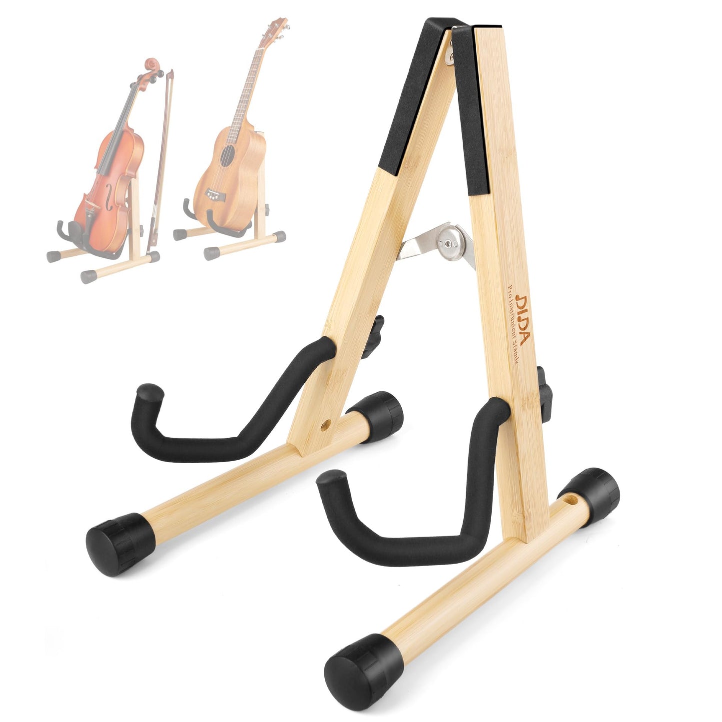 DIDA Ukulele Stand, Violin Stand with bow holder, Foldable Ukulele Stand for Travel, A-Frame Ukulele Holder for Violin, Banjo, a