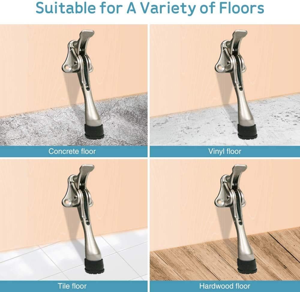 Door Stopper, One-Touch semi-Automatic Metal Door Stopper, with Non-Slip Rubber Tip for Wood, Concrete, Tiled, and Carpeted Floors (4inch x 20pack, Dark Grey)