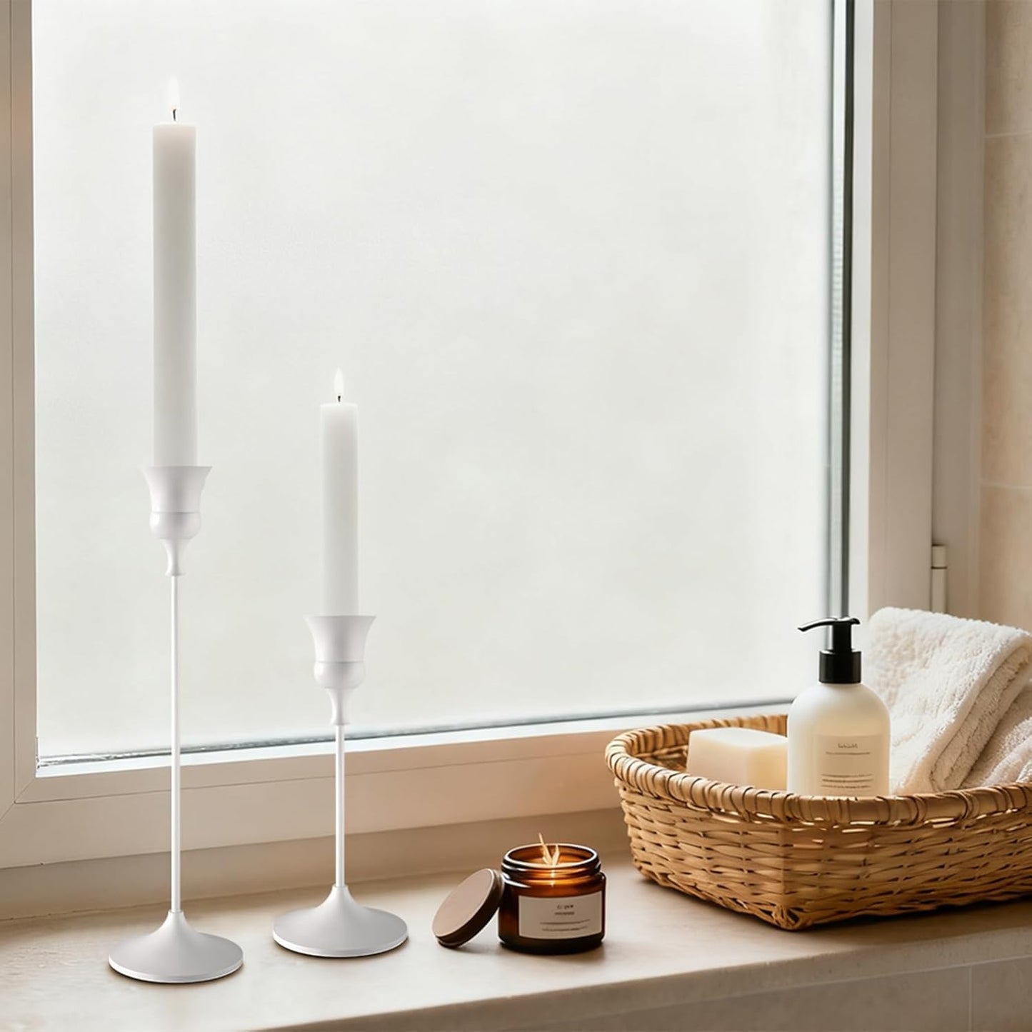 Candlestick Holders White, 1 Pack Taper Candle Holder for Candlesticks, Candle Sticks Holder Decor for Home Decor