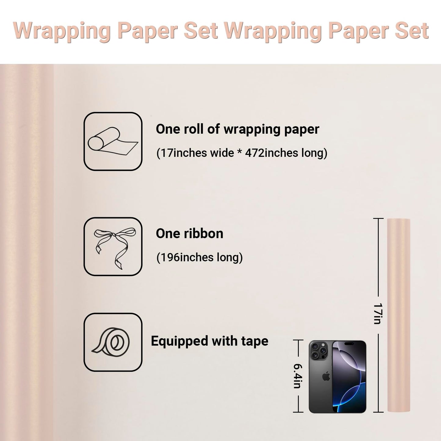 Rumvan Pink Matte Wrapping Paper16.9 Inches X 39.3 Feet,Solid Color pearlescent Paper,Gift Wrapping Paper,Perfect for Valentine's Day,Birthday,Christmas,Graduation,Baby Shower,DIY Bouquet (Pink colour)