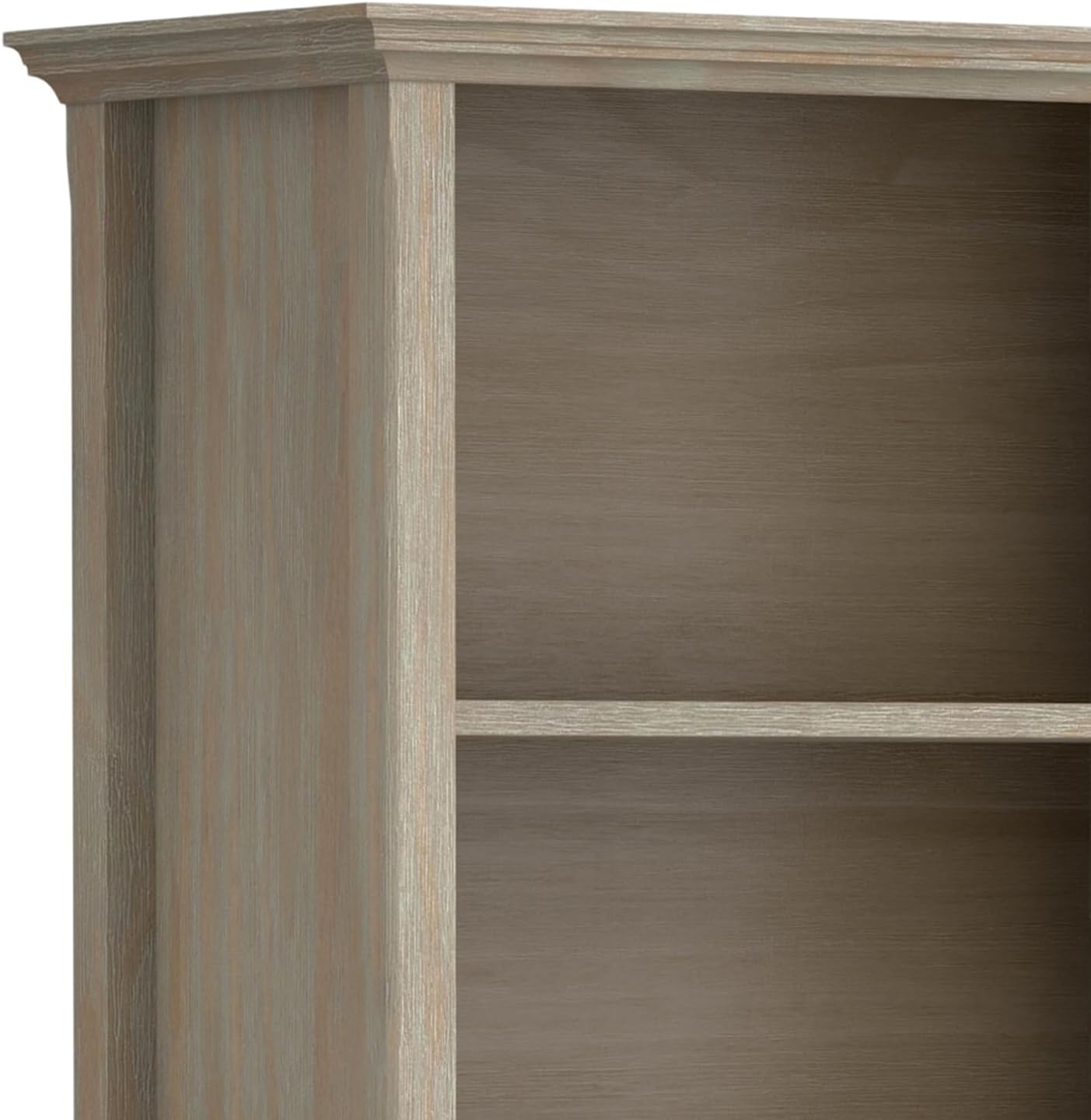SIMPLIHOME Amherst Bookcase - 70 inch Tall 5-Shelf Solid Wood Bookshelf in Distressed Grey, Transitional Storage for Living Room, Study Room or Office with Adjustable Shelves and Tapered Legs