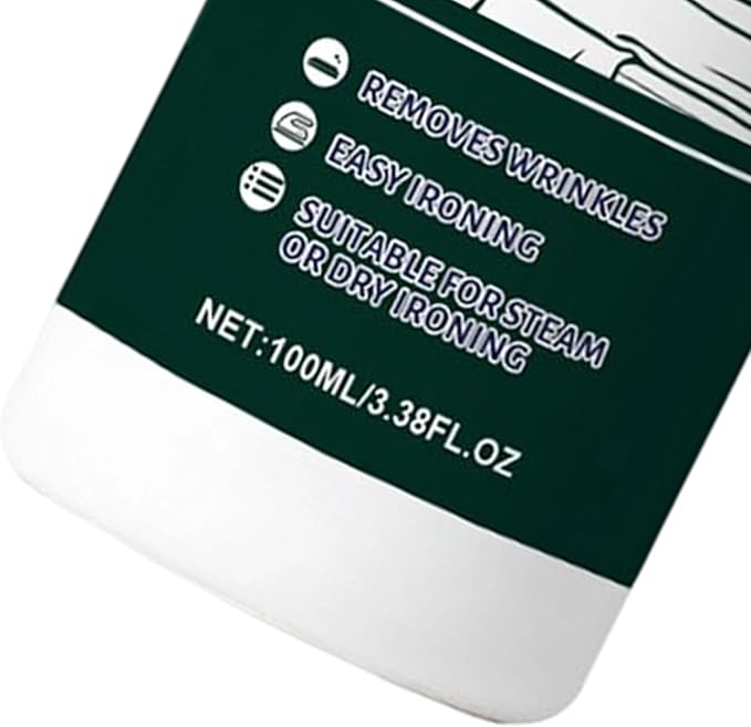 Ironing Spray for Clothes, 100ml Anti-Static Liquid Starch Mist, No Flaking, No Clogging, for Cotton, Linen, Polyester, Wool, Silk, Home, Travel