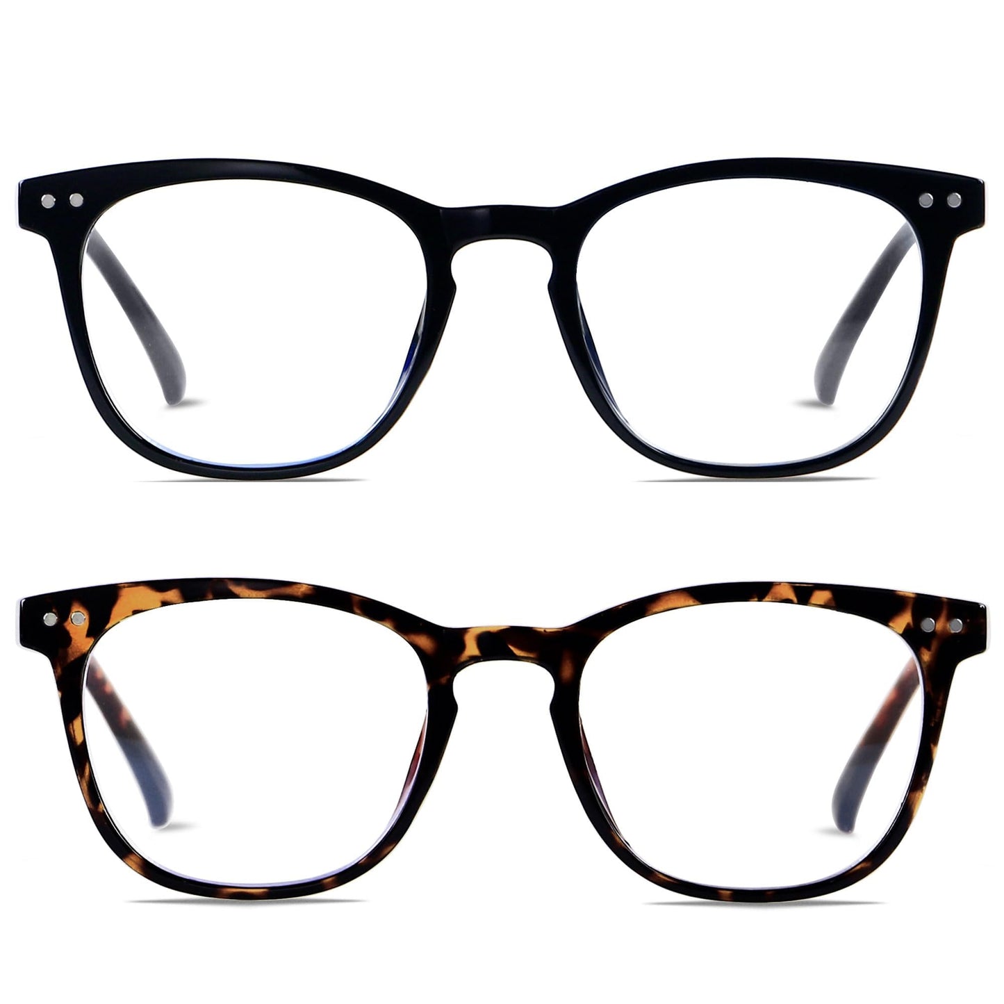 ANDWOOD Blue Light Blocking Glasses Women Men Computer Small Face Frame Bluelight Blocker Teens Square Frame 2 Pack Black Tortoi