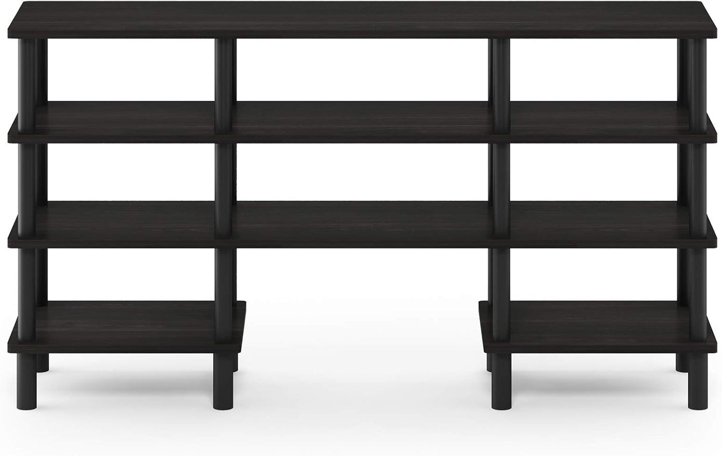 Furinno Turn-N-Tube 4-Tier Multipurpose Wide Shelf TV Stand, Espresso/Black