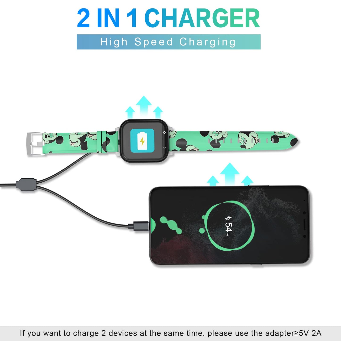 Geordgy 2 In 1 Charger Compatible With Version Gizmo Watch 2/Care Smart Watch Charger Dock, Portable Magnetic Charging Cord 3.93