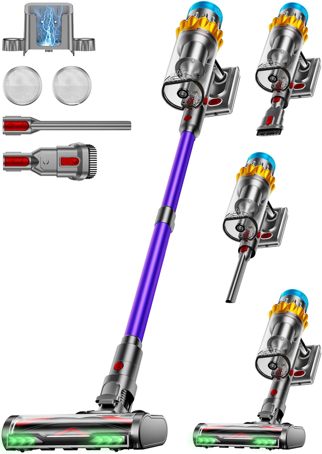 Cordless Vacuum Cleaner, 600W 50KPA 70Min Powerful Vacuum Cleaners for Home, Self-Standing Stick Vacuum Cordless Rechargeable/ A