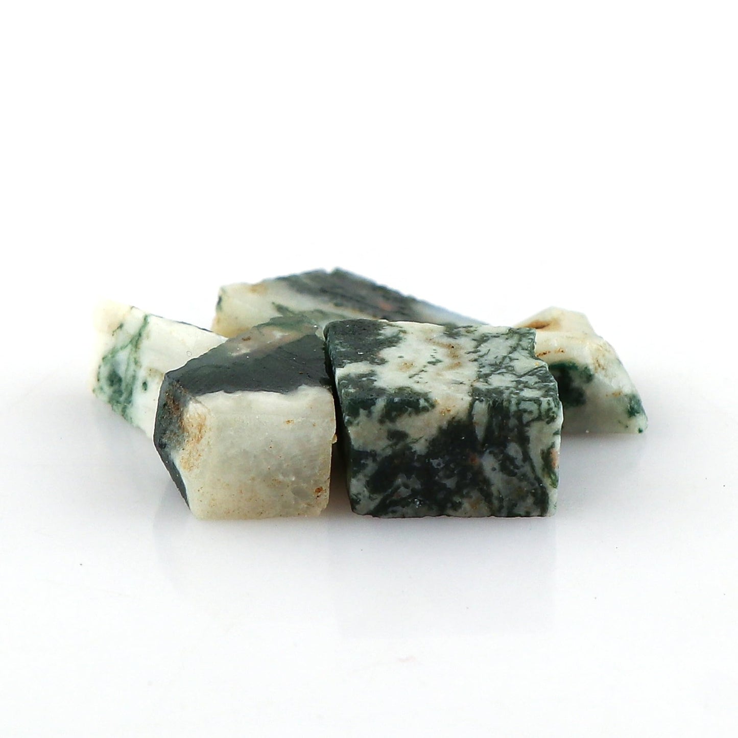 CRYSTALINES 5pcs AAA Grade Wholesale Natural Raw Moss Agate Gemstone, Untreated Rough Stone, Bulk Loose Supplies, DIY Jewelry Making, Chakra Healing Crystals, Birthstone, Gem Collection