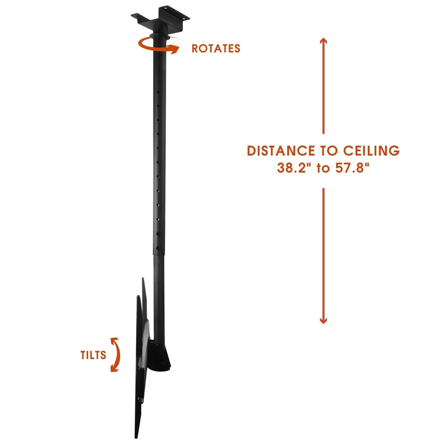 Megamounts Heavy Duty Tilting Ceiling Televeision Mount For 37 To 70 Lcd, Led And Plasma Televisions With Hdmi Cable