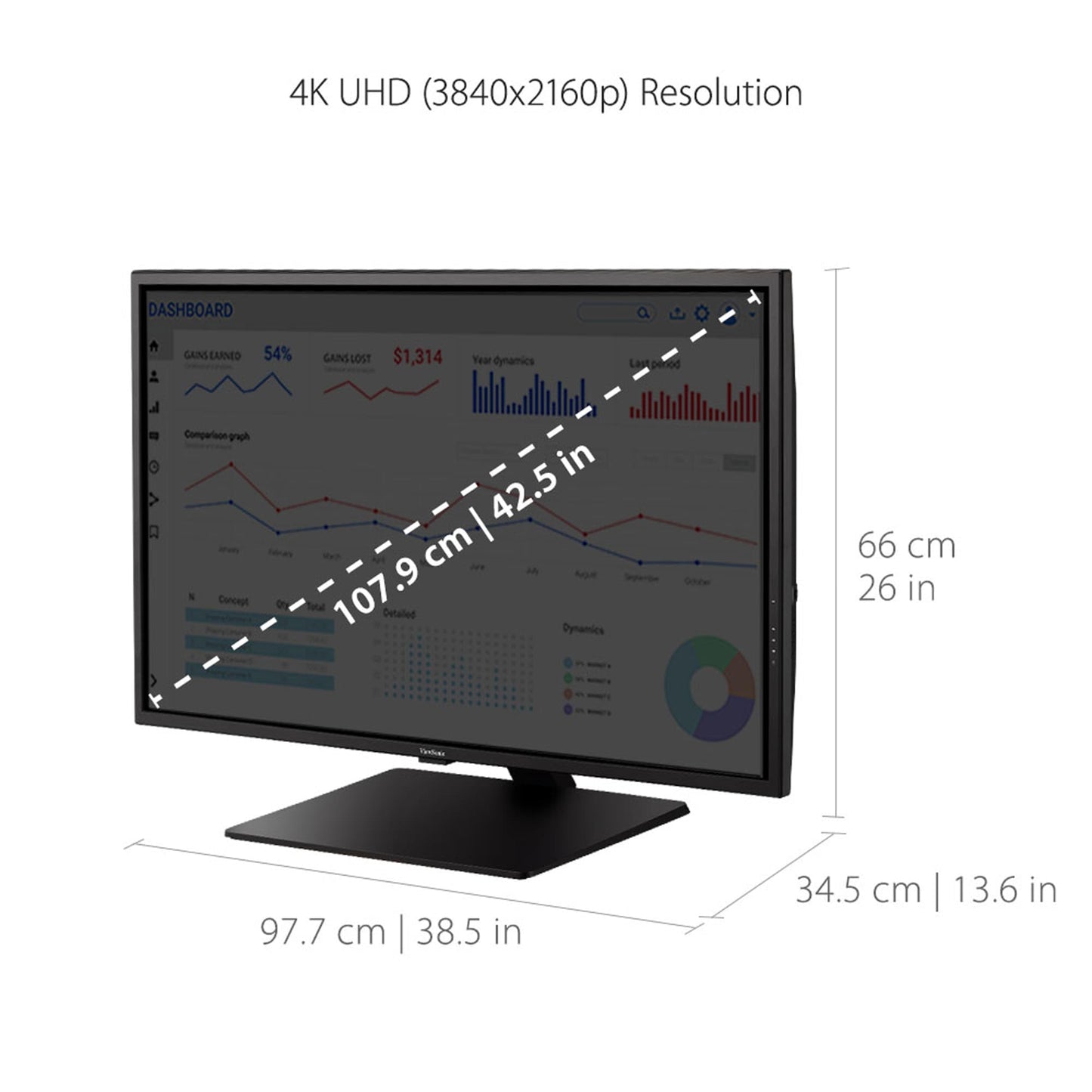 Viewsonic Vx4381-4K 43 Inch Ultra Hd Mva 4K Monitor Widescreen With Hdr10 Support, Eye Care, Hdmi, Usb, Displayport For Home And