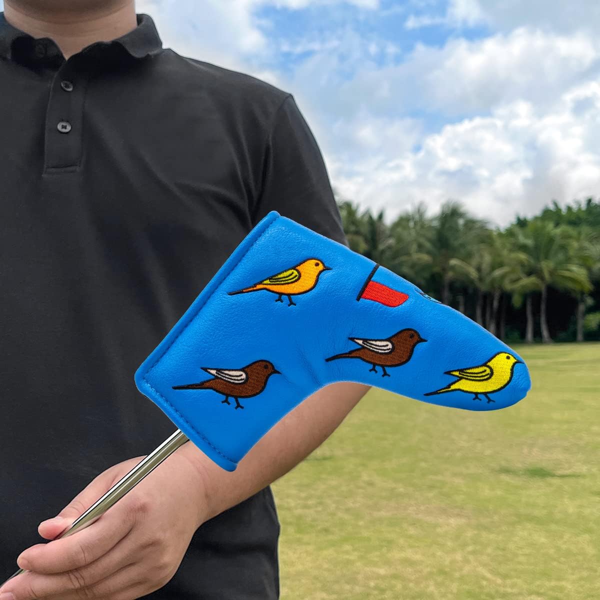 Barudan Golf Birdie&Green Golf Putter Cover Headcover Magnetic Blue PU Leather Made Golf Headcovers for Putters