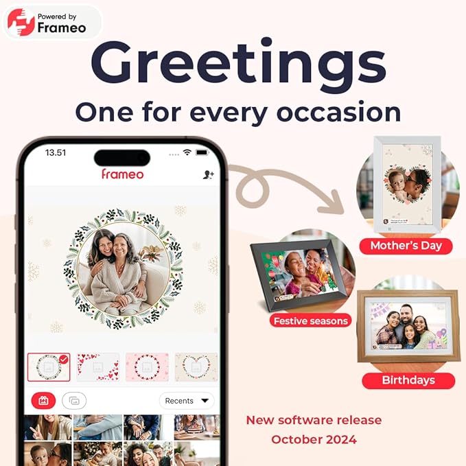 Digital Picture Frame, Frameo WiFi 10.1 Inch 1280*800IPS HD Touch Screen Digital Photo Frame, 32GB Memory, Auto-Rotate, Share Picture Video, Birthday Gifts for Women, Gifts for Mom, Dad, Wedding Gifts