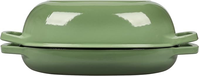 Enameled Cast Iron Oval Dutch Oven Pot with Lid, Dutch Oven for Sourdough Bread Baking, Oval Bread Pan, Bread Oven, Bread Dutch Oven, 5qt, Pistachio Green