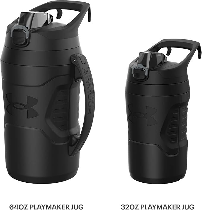 Under Armour 32 oz Insulated Water Bottles - Sports Water Jug with Fence Hook, Leak Resistant for Baseball, Football & More, 32 oz Insulated, White/Black