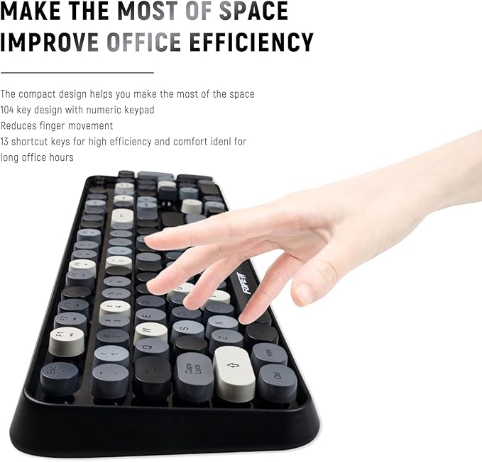 FOPETT Keyboard and Mouse Sets Wireless Keyboard and Mouse Sets,Reliable 2.4 GHz Connectivity for PC,Laptop,Smart TV and More (Grey Colorful)