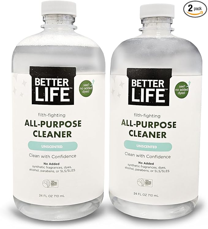 Better Life All Purpose Cleaner - Multipurpose Home and Kitchen Cleaning Spray for Glass, Countertops, Appliances, Upholstery & More - Multi-surface Spray Cleaner - 24oz (Pack of 2) Unscented