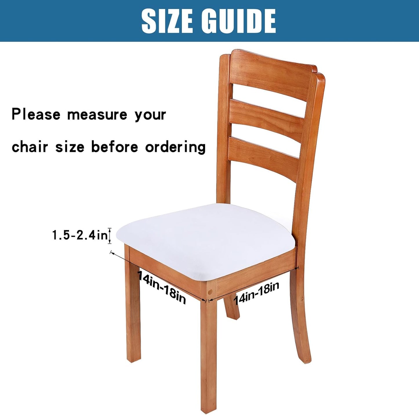 Smiry Velvet Seat Covers for Dining Room Chair Set of 4, Stretch Fit Removable Washable Chair Seat Cushion Protector Slipcovers with Ties, White