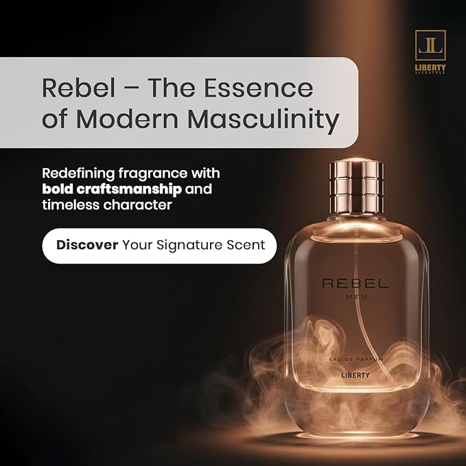 Liberty Luxury Rebel Perfume for Men 100ml, Powerful Long Lasting Eau De Parfum with Spicy Woody Notes Masculine Fragrance for the Modern Rule Breaker, men cologne, Gift For Men,100ml