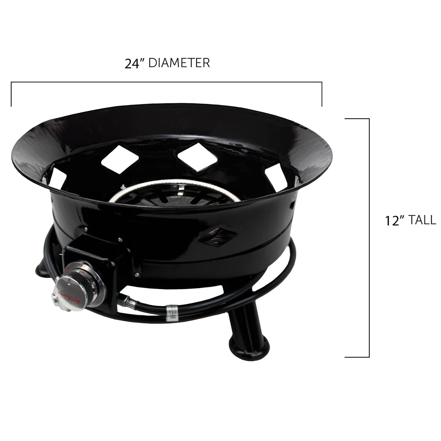 Flame King Smokeless Portable Propane Fire Pit Bowl, 24 inches, 58K BTU with Propane Grip Scale, Self Igniter, Cover, & Carry Straps for RV, Camping, & Outdoor Living