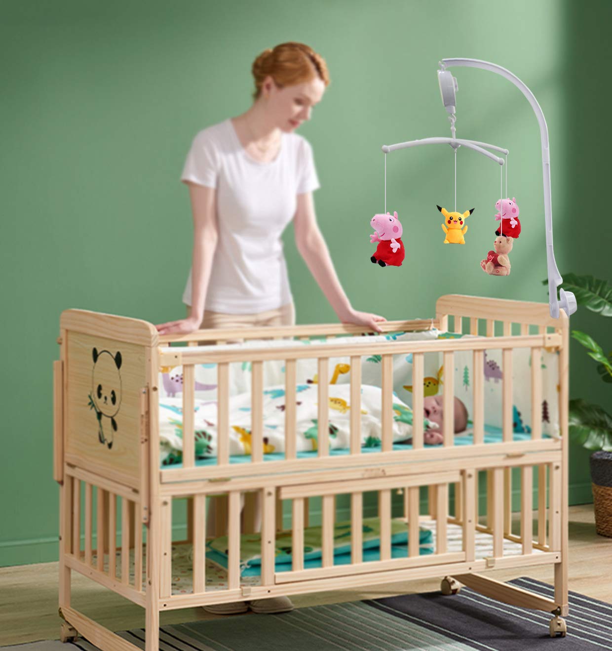 26inch White Baby Crib Mobile Music Box Bed Bell Toy Holder Arm Bracket Nut Screw Music Box Holder Set Parts for Baby Bed Perambulator (Without Dolls)