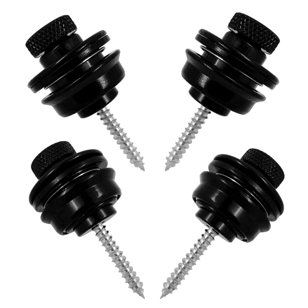 Wolfride 4PCS Guitar Strap Locks Bass Strap Lock Buttons Black