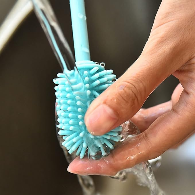 12.5” Silicone Bottle Brush & Straw Cleaner Brush Set | Water Bottle Cleaner for Hydro Flasks, Tumblers, Glassware, Vases and Narrow Neck Containers