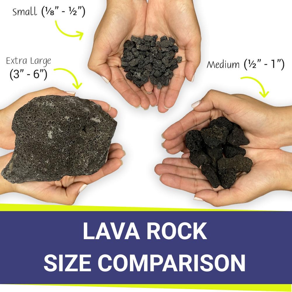 American Fire Products | Medium Lava Rock, 1/2" - 1" | Use in Fireplace, Fire Pit or Bowl | Outdoor & Indoor Volcanic Rock for Natural Gas or Propane Fires | Decorative Landscaping | 10 lb Bag