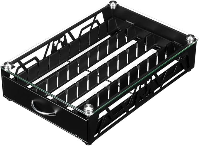 FlagShip Vertuo Pod Holder- Modern Glass Top Coffee Capsule Organizer & Space-Saving Pod Storage for Coffee Machines, Generous 40 Vertuo Pods Capacity