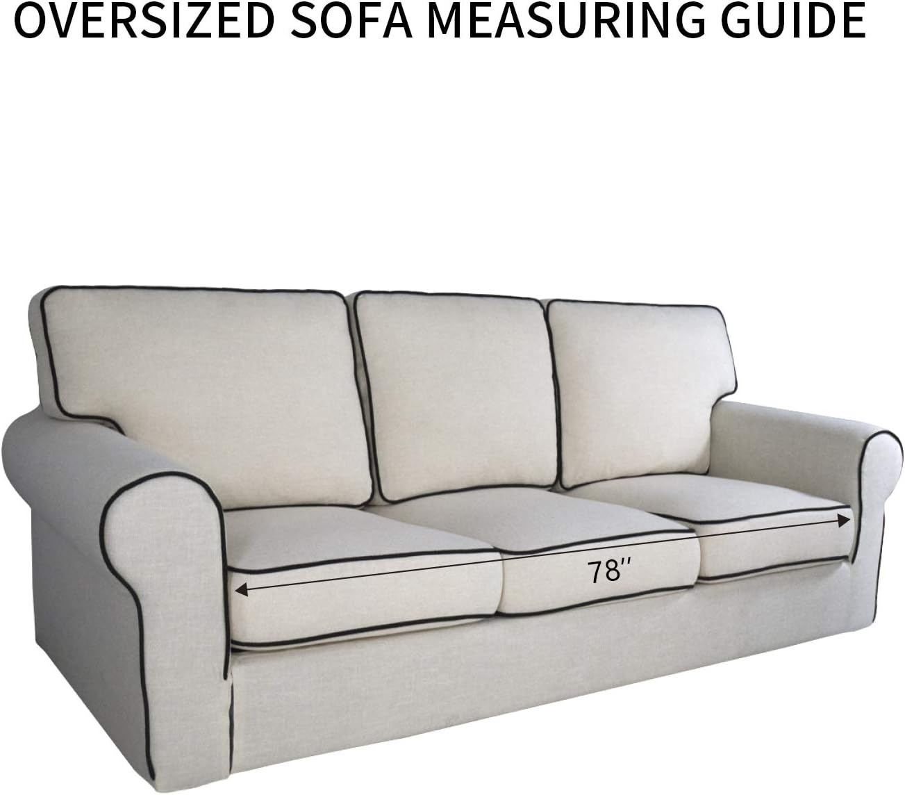 PureFit Reversible Sofa Couch Cover Water Resistant Couch Covers for 3 Cushion, Washable Furniture Cover with Non-Slip Foam and Adjustable Strap for Dogs, Pets (Oversized Sofa, Black/Beige)