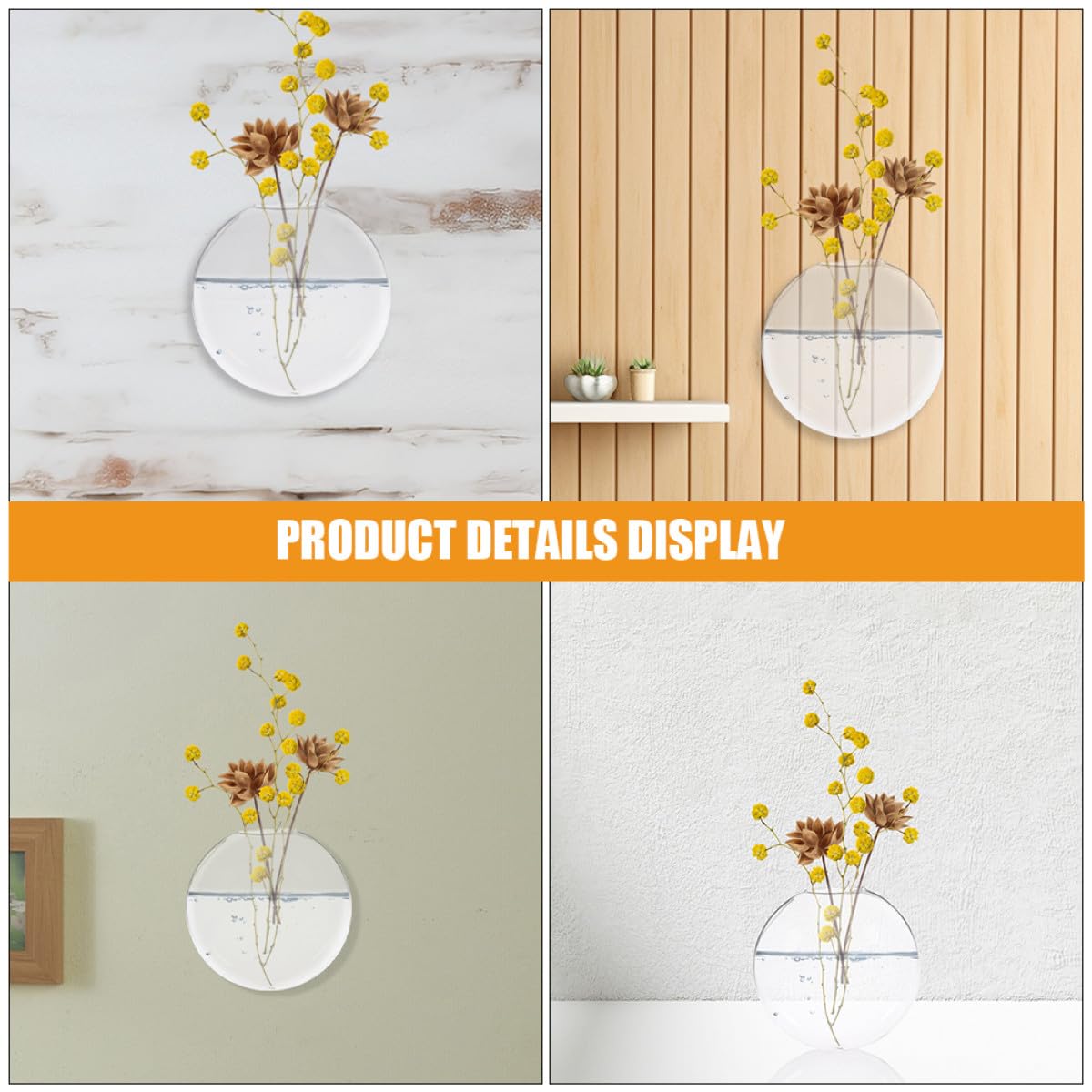FUNOMOCYA Glass Terrarium Hanging Vase Wall Mounted Hydroponic Vase Glass Plant Holder 2pcs Decorative for Home Décor