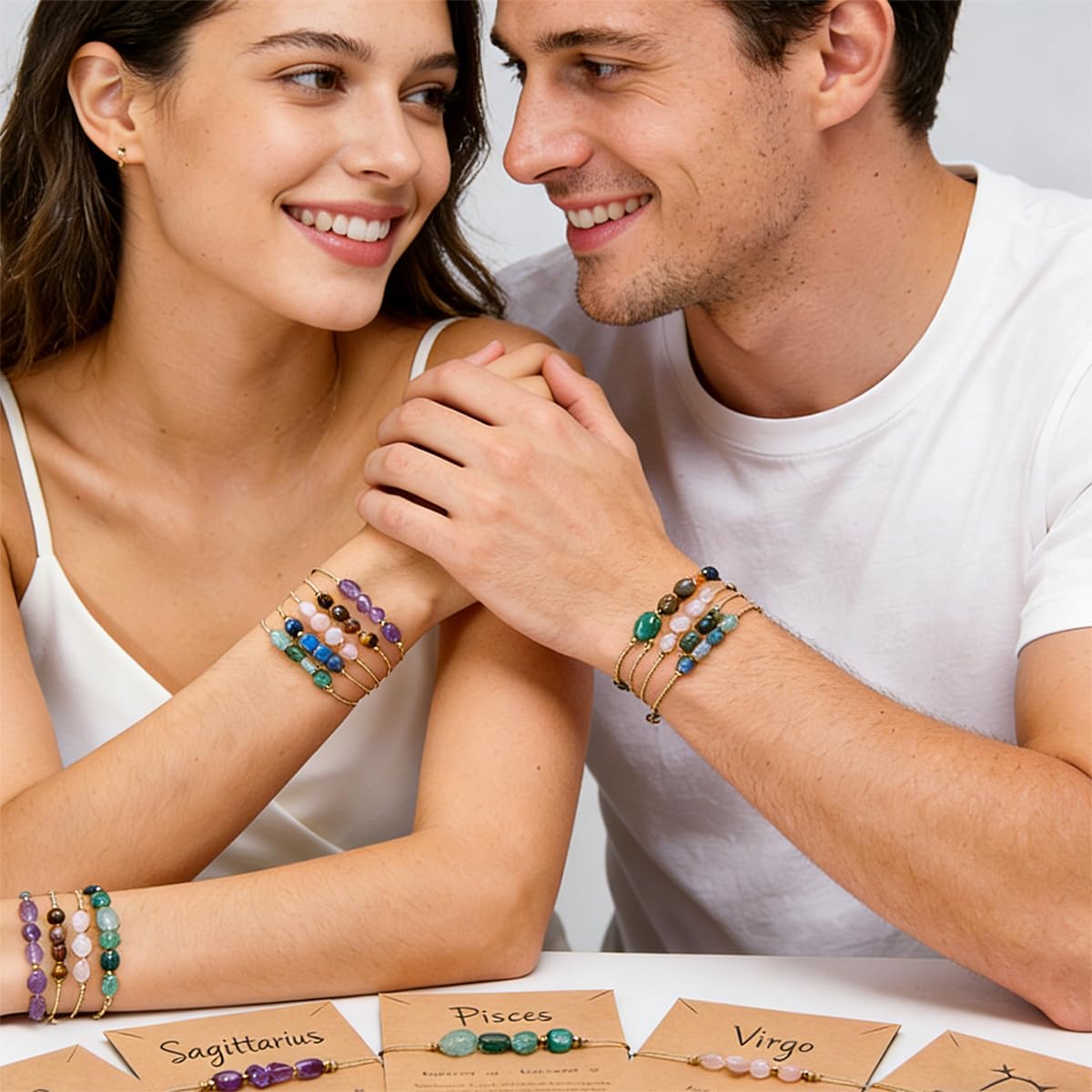 HWSOMEAR Zodiac Bracelets for Women Men, Adjustable Natural Stone Constellation Horoscope Bracelets Healing Gemstone Crystals Beaded Zodiac Gifts (Scorpio)