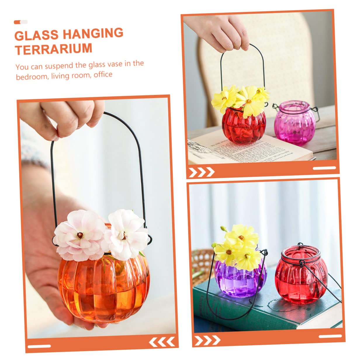 LIFKOME 4Pcs Hanging Hydroponic Vases Glass Plant Bottles with Handles for Home Decor for Weddings and Parties and Stylish Planter Terrariums for Bedroom