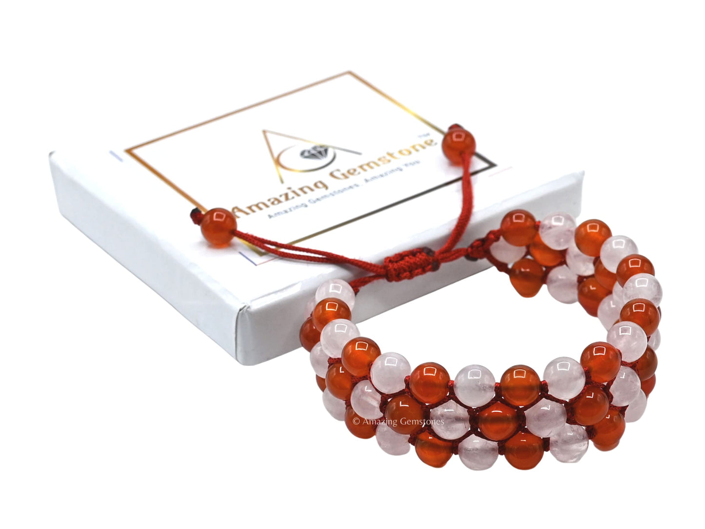 Amazing Gemstone Bracelet for Love Manifestation - Rose Quartz and Carnelian Bracelet Set for Men Women Healing Calming Anxiety Stress Relief Gifts Pulseras Para Hombres Mujer Stocking Stuffers