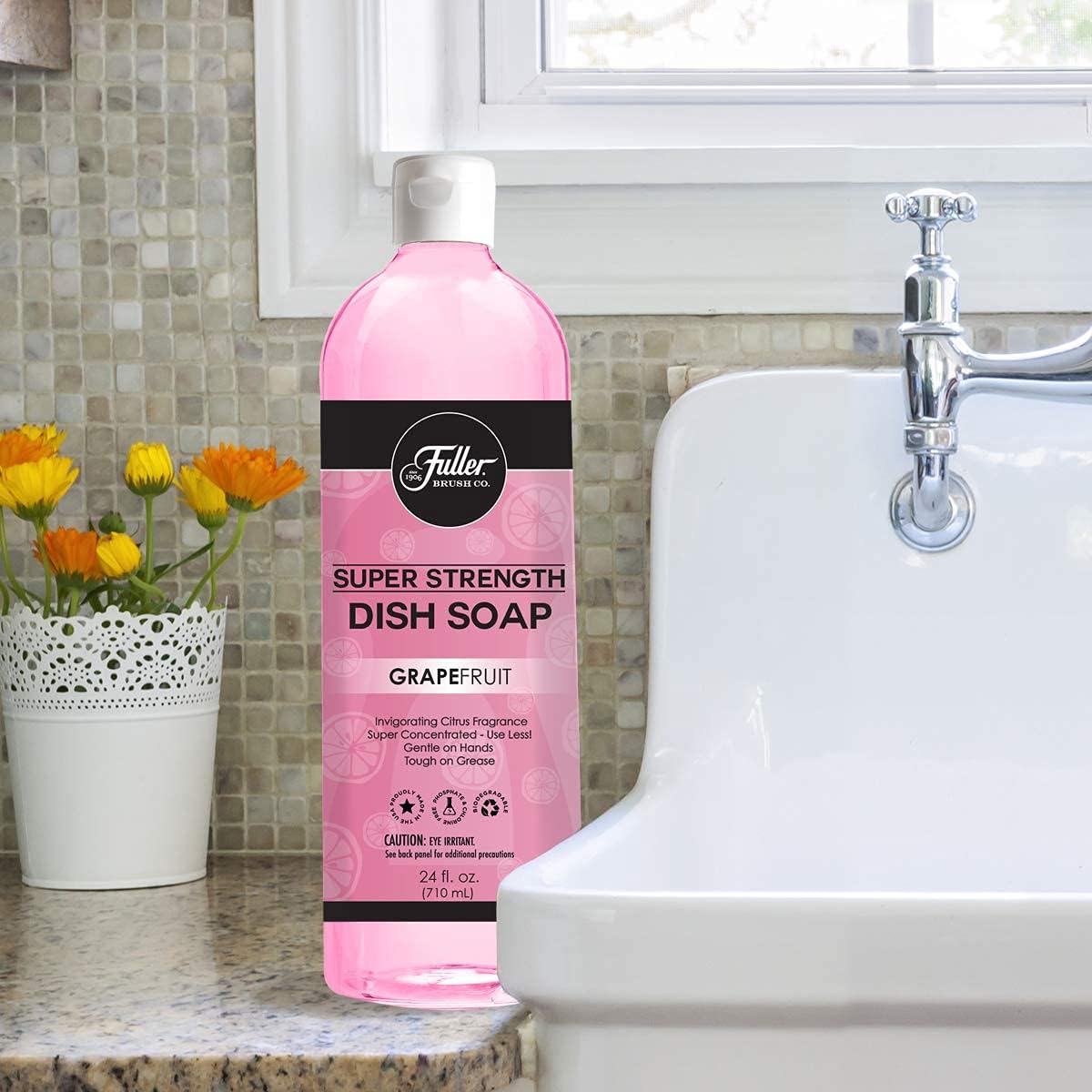 Fuller Brush Super Strength Dish Soap ? Economical ? Use Much Less ? For Dishes, Glasses, Silverware, Utensils, Pots, Pans, Countertops, Tables ? Invigorating Fragrance (Grapefruit) 6 Pack