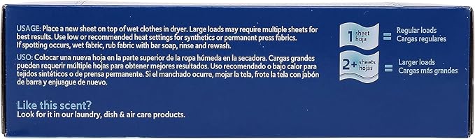 Clorox Fraganzia Fabric Softener Dryer Sheets, Ocean Scent - Wrinkle Reducing Scented Softening Laundry Dryer Sheets for Great Smelling Clothes, 80 Count - 6 Pack