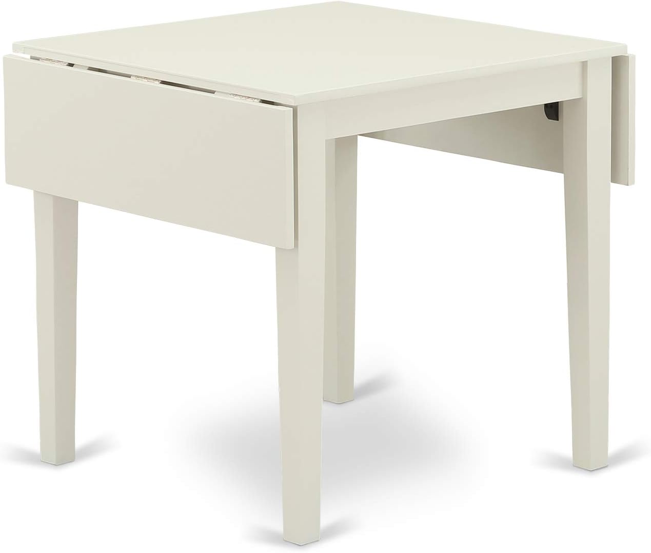 East West Furniture NDVA3-LWH-W 3 Piece Modern Dining Table Set Contains a Rectangle Wooden Table with Dropleaf and 2 Dining Chairs, 30x48 Inch, Linen White