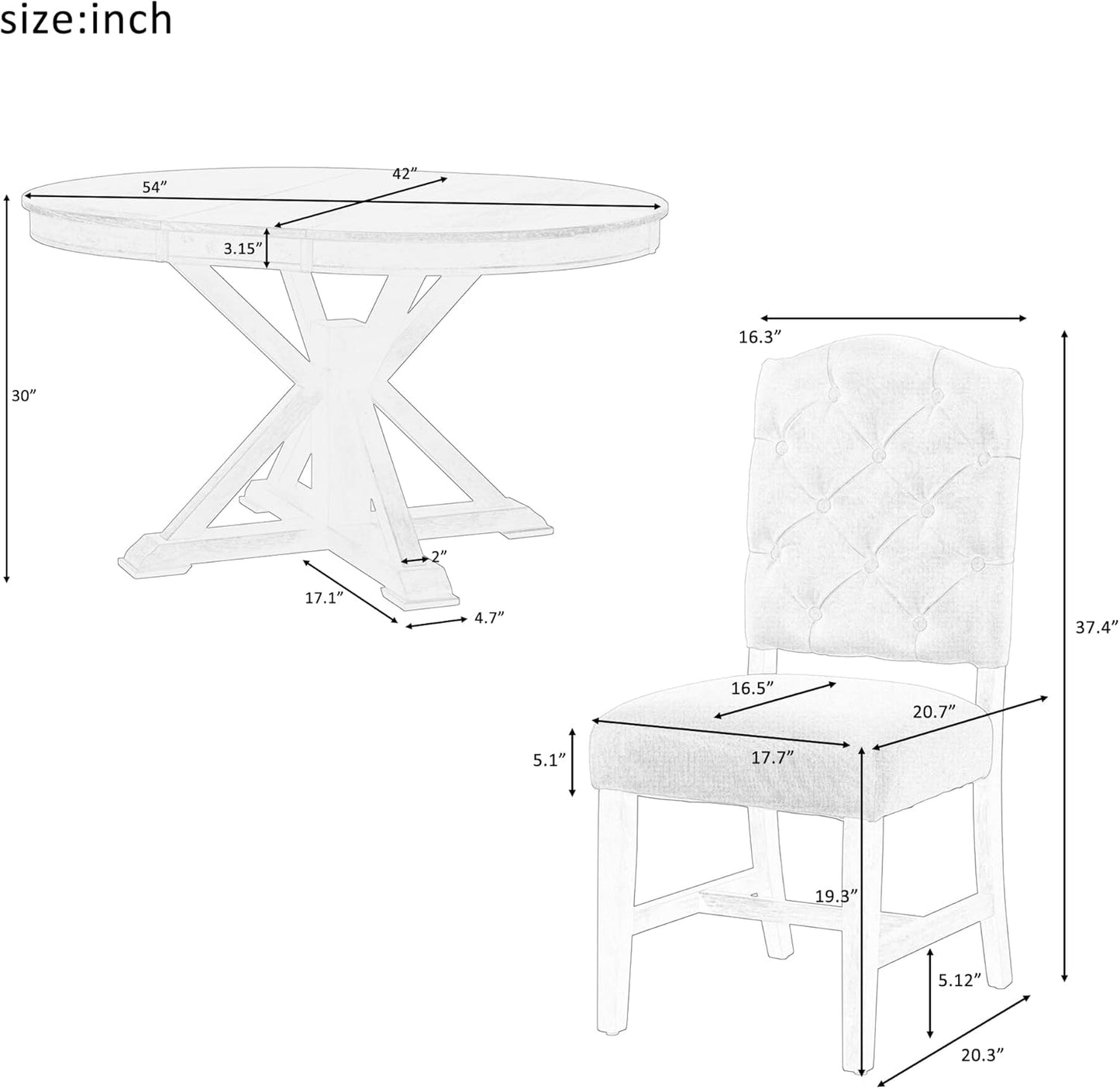 Merax 5-Piece Retro Style Dining Room Set with Extendable Table and 4 Upholstered Chairs, Family Kitchen Functional Furniture, Espresso
