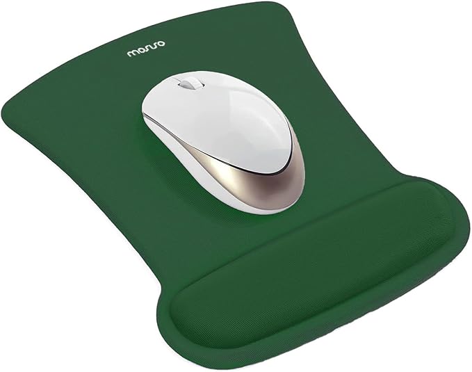 MOSISO Wrist Rest Support for Mouse Pad & Keyboard Set, Ergonomic Mousepad Non-Slip Base Home/Office Pain Relief & Easy Typing Cushion with Neoprene Cloth & Raised Memory Foam, Jungle Green