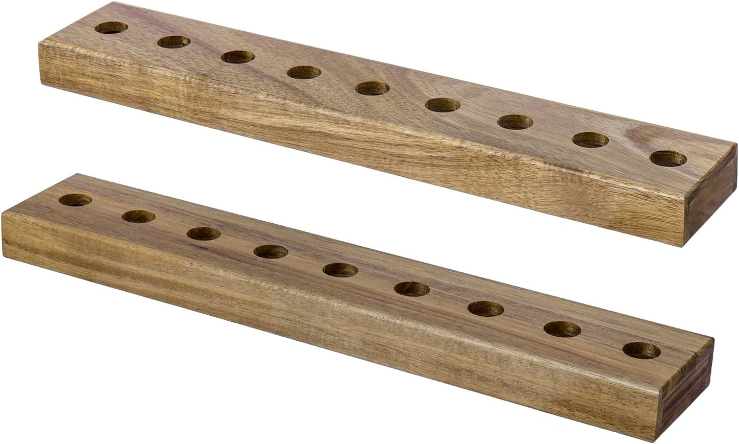 MyGift Set of 2 Premium Acacia Solid Wood Wall Mounted Golf Ball Collection Display Rack, Wooden Hanging Holder Storage Shelves Decor Holds up to 18 Balls